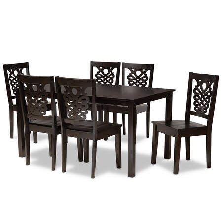 Baxton Studio Luisa Modern and Contemporary Transitional Dark Brown Finished Wood 7-Piece Dining Set 177-11381-10519-Zoro